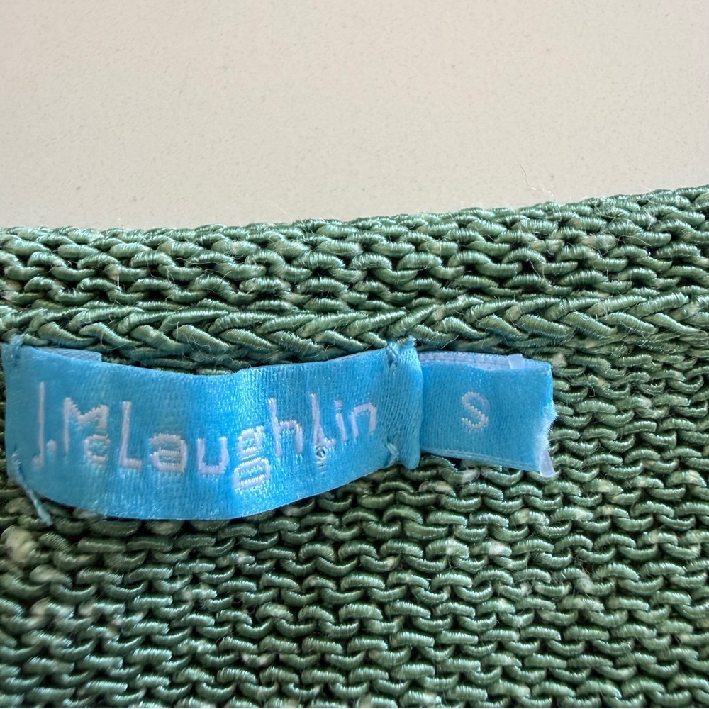 J. McLaughlin-Cotton Blend-Knit-V Roll Neck-Green-Sweater-Preppy-Costal-Size S - Picture 5 of 8